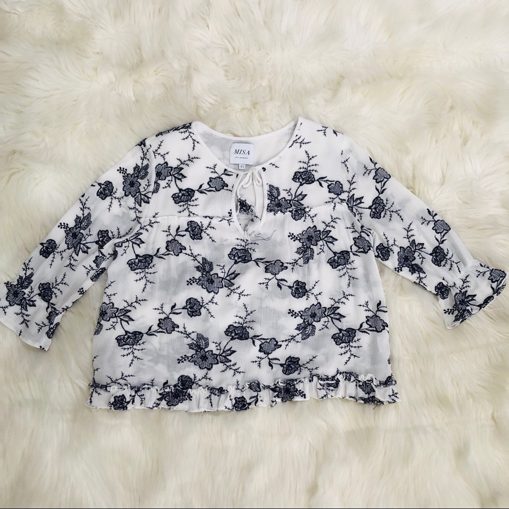 Misa Los Angeles Aleks Embroidered Top Size XS - Picture 4 of 9
